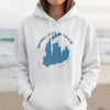 Merrill Creek Reservoir New Jersey map design on white hoodie.
