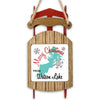 Wooden sled ornament with "Merry Christmas from Watson Lake" text.