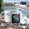 Mug, stemless tumbler, water bottle, and coaster featuring Grapevine Lake map design.
