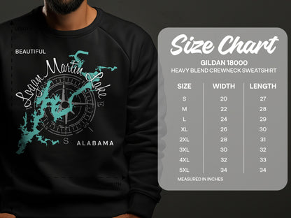 Logan Martin Lake Map Design T-Shirt or Sweatshirt