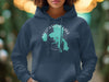 Navy hoodie with Yellowstone Lake map design and compass graphic.