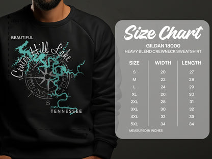 Gildan 18000 sweatshirt size chart for heavy blend crewneck.