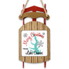 Sled ornament with "Merry Christmas FROM Lake Conroe" message and teal lake outline.