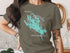 Lake Winnipesaukee New Hampshire map graphic on a t-shirt.