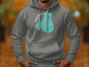 Grey hoodie with teal Emerald Lake Canada map graphic.