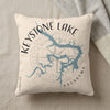 Keystone Lake Oklahoma map on cream pillow with compass rose design.