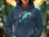 Navy blue hoodie with a Texas map and compass design that reads "Lake Marble Falls Texas".