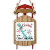 Wooden sled ornament with "Merry Christmas From Cedar Creek Lake" and snowflakes.