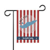 Garden flag with red and white stripes, a blue outline of Lake Erie, and "The Smith Family" text.