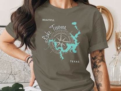 T-shirt with Lake Texoma compass design and "TEXAS" text.