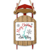 Wooden sled ornament with "Merry Christmas from Lake Tillery" text.