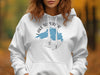 White hoodie with a blue map of Wisconsin and "Lake Superior" text.
