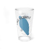 Clear glass pint glass with blue Lake Mohave graphic and compass rose.