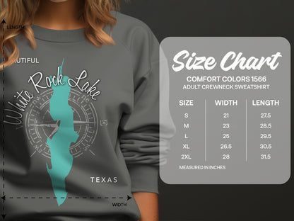 Comfort Colors 1566 sweatshirt size chart for adult crewneck sweatshirts.