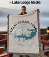 Fringed throw blanket showing Wright Patman Lake map and compass.