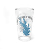 Clear glass pint glass with Lake Stanley Draper map and "OKLAHOMA" text.
