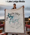 Throw blanket featuring Cave Run Lake map, Kentucky outline, and "Lake Lodge Media" text.
