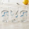 Three clear glasses with blue map graphics and "Nickajack Lake Tennessee" text.
