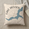 Cream pillow with Lake Jackson, Georgia map and compass graphic.