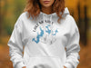 White hoodie with "Lake Monroe Indiana" text and compass graphic.