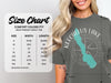 Size chart for Comfort Colors 1717 heavyweight adult tee, measured in inches.