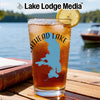 Glass of iced tea with a lemon slice, featuring "ATHEAD LAKE" map graphic.