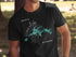 Black t-shirt featuring a compass rose and map of Beautiful Weiss Lake, Alabama.