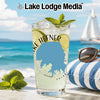 Glass of lemonade with lime and mint, Lake Hefner map, and Lake Lodge Media logo.