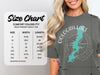 Comfort Colors 1717 adult tee size chart with width and length measurements in inches.