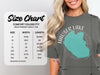 Comfort Colors 1717 heavyweight adult tee size chart with width and length measurements.