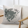 Pillow with Big Sandy Lake map and Minnesota text.