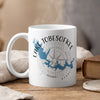 White mug with Lake Tobesofkee map and compass design, Georgia.