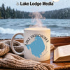 Mug with Lake Okeechobee map and Florida text, by Lake Lodge Media.