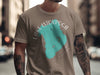 Taupe t-shirt with Lake Istokpoga map graphic and compass design.