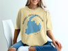 Yellow t-shirt with Merrill Creek Reservoir map and compass graphic in New Jersey.