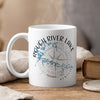 White mug with "ROUGH RIVER LAKE KENTUCKY" and compass design.