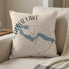 Alder Lake Washington map design on a cream textured pillow with compass graphic.