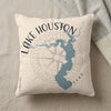 Pillow with Lake Houston map and compass rose graphic, reads "LAKE HOUSTON TEXAS".