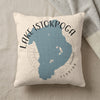Lake Istokpoga Florida map on textured pillow with grey blanket.