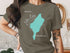 T-shirt with teal map of Alta Lake, Washington and compass rose.