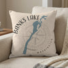 Banks Lake Washington map and compass rose design on a beige pillow.