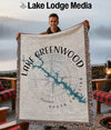 Woven blanket featuring a map of Lake Greenwood, South Carolina.