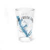 Glass with Cedar Creek Lake map and compass design, "Cedar Creek Lake Texas".