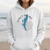 White hoodie with "Long Pond Lake New Hampshire" text and a blue lake outline.
