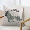 Throw pillow with Marco Island Florida map graphic and compass rose.