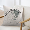 Pillow with Lake Charleston map, compass, and Ontario text.