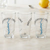 Three glasses with Brookville Lake map and compass design.
