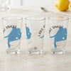Three glasses featuring a blue map of Lake Simcoe and compass rose design.