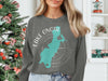 Gray sweatshirt with Lake Onota Massachusetts map and compass graphic.