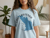 Light blue t-shirt with Lake Lawtonka Oklahoma map and compass graphic.